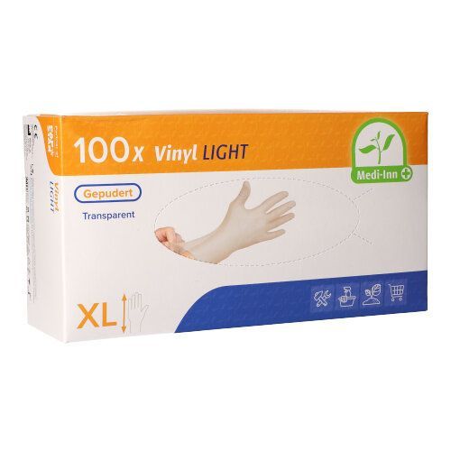 100 St. Vinyl-Handschuhe, gepudert, transparent, Größe XL