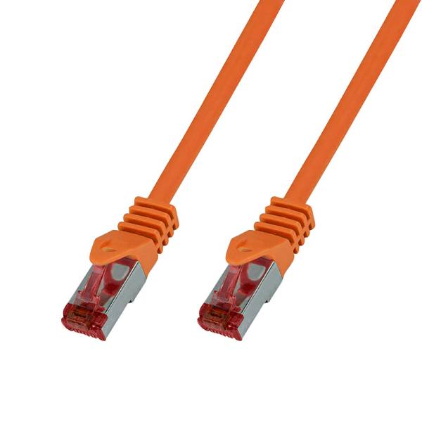 Patchkabel Cat.6 LAN Kabel S/FTP PIMF doppelt geschirmt, orange 0,5m