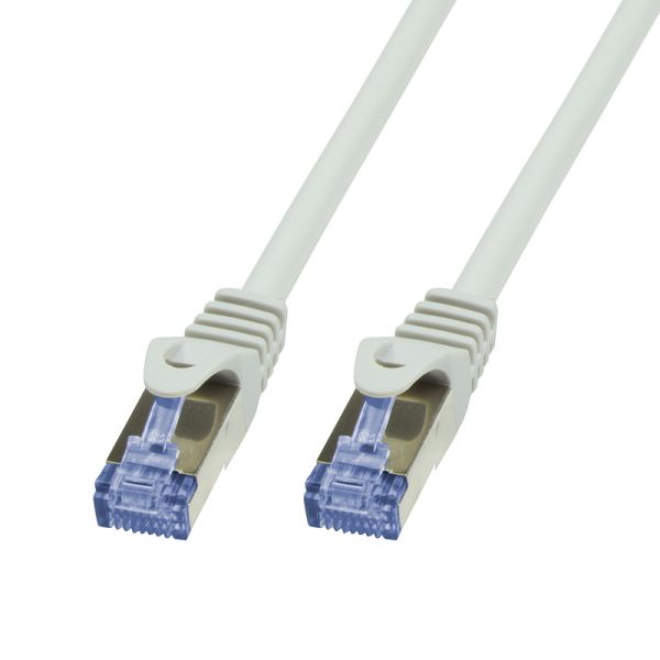 Patchkabel PrimeLine Cat.7 S/FTP mit RJ45 Cat6a Steckern LAN Kabel grau 1m