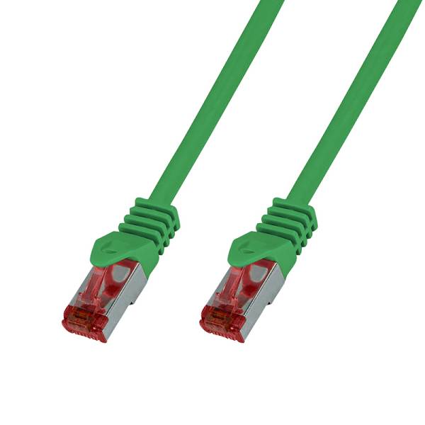 Patchkabel Cat.6 LAN Kabel S/FTP PIMF doppelt geschirmt, grün 1m