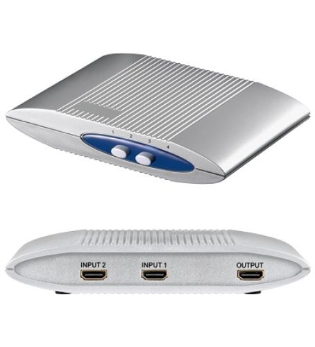 HDMI-Umschaltbox 2 IN / 1 OUT, Silber, manuell