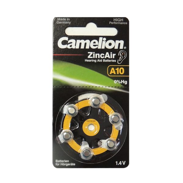 Hörgerätebatterie ZinkAir / Camelion6 Stück A10