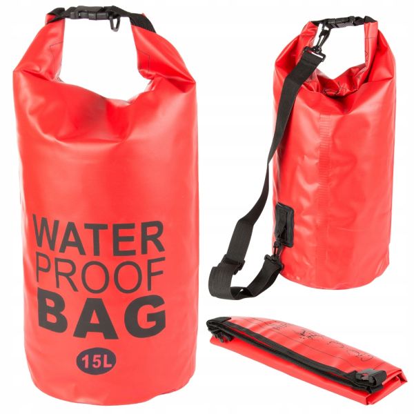 Wasserdichte Tasche mit 15l Fassungsvermögen rot