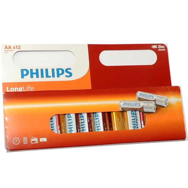 12 Stück AA / Mignon Zink-Batterien, Philips