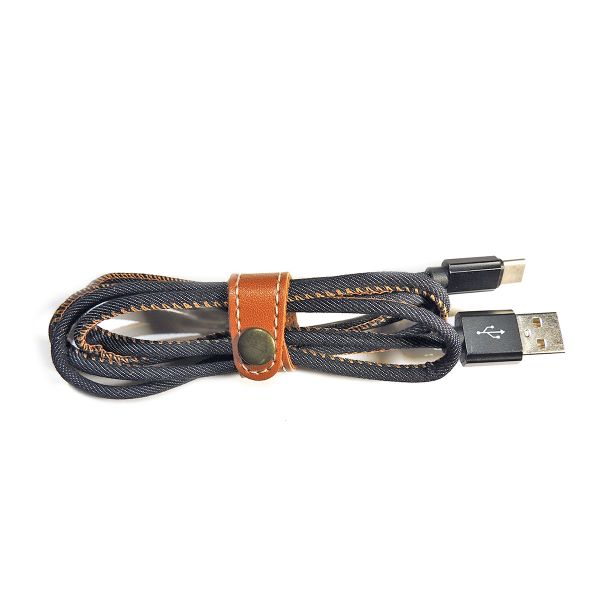 Premium USB-C Ladekabel, Jeans-Look, schwarz