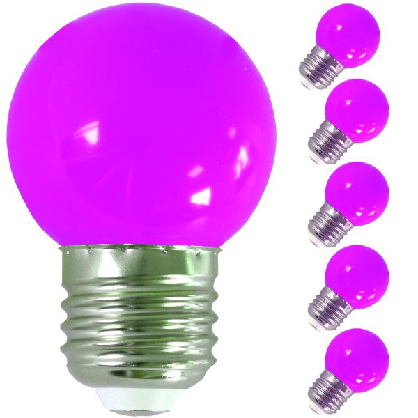 LED Birne für Lichterkette E27, 5er Set Licht pink