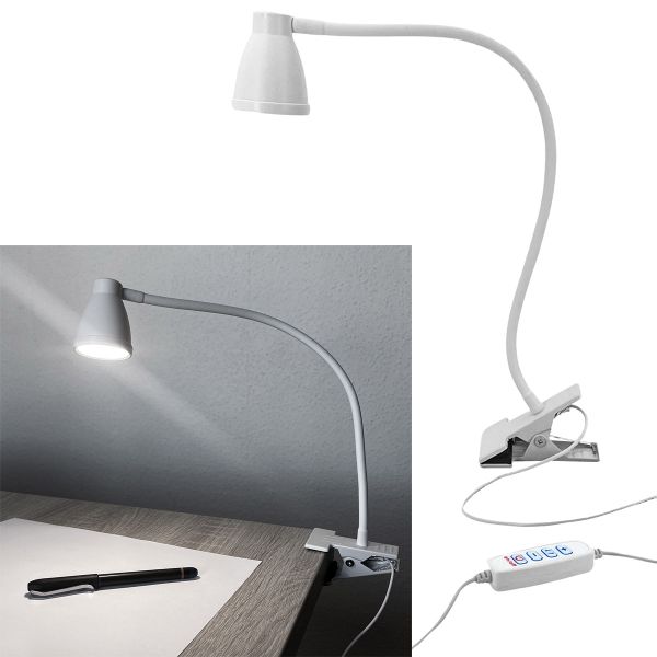 Büro- Tischlampe weiß zum Stellen und Klemmen