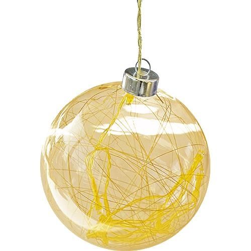 Weihnachtsdeko Glaskugel, 10 LED, 13cm, gelb