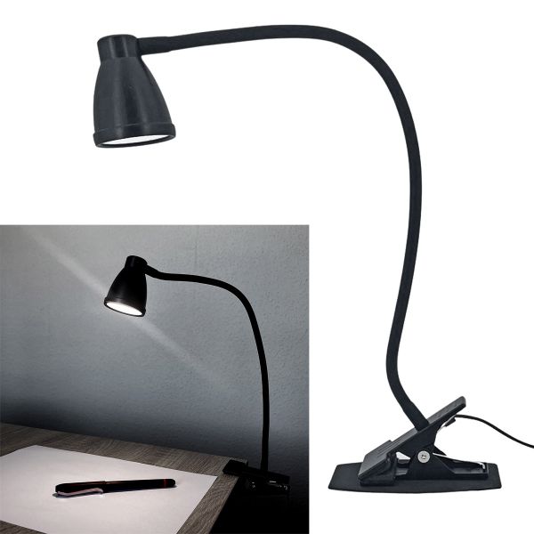 Büro- Tischlampe schwarz zum Stellen und Klemmen