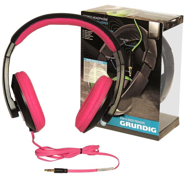Grundig Stereo-Kopfhörer, Silver Edition, pink