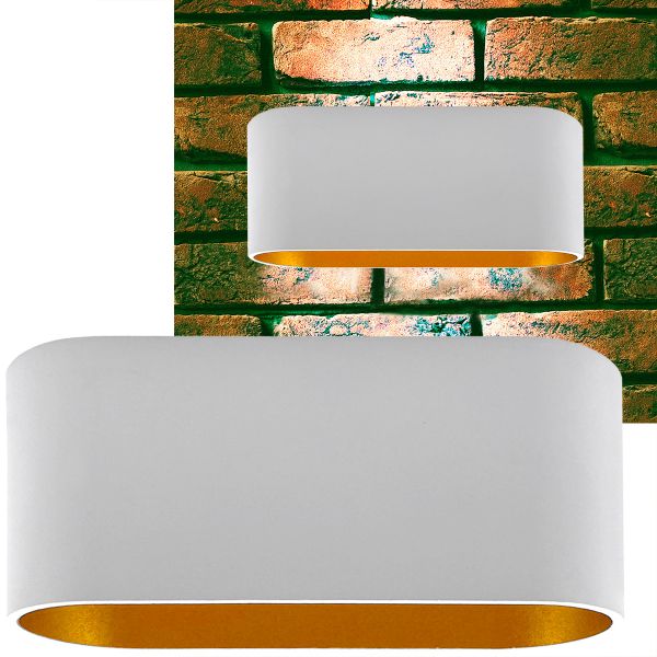 Wandleuchte Oval Aluminium 1xG9, weiß/gold