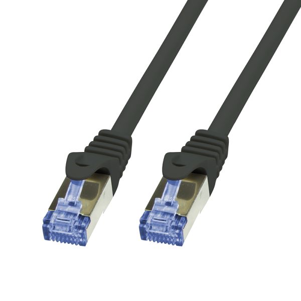 Patchkabel PrimeLine Cat.7 S/FTP mit RJ45 Cat6a Steckern LAN Kabel schwarz 1m