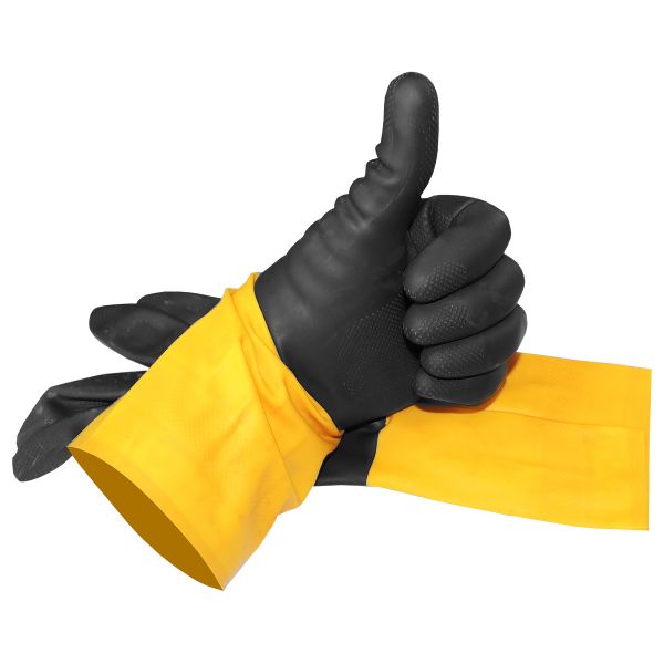 Neopren Arbeits-Schutzhandhandschuhe, schwarz/gelb Größe L