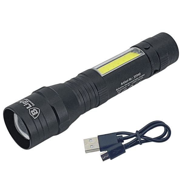 LED Akku-Taschenlampe 10W COB-LED mit Zoom
