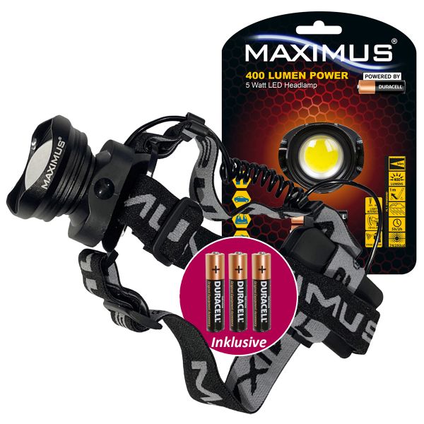 Batterien LED Kopflampe Stirnlampe Maximus MDL-005 helle 5W COB LED inkl