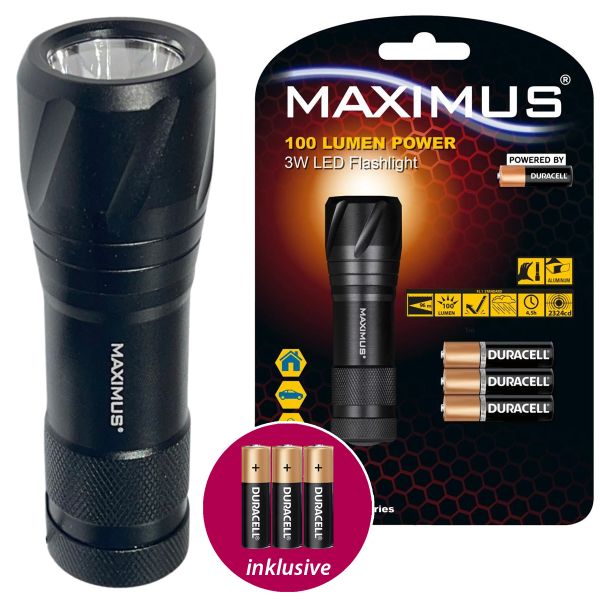 LED Taschenlampe Maximus M-FL-009-DU 3W 100lm inkl. Batterien