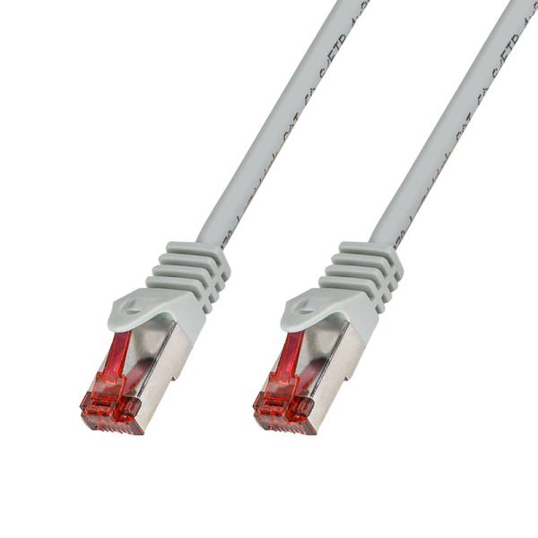 Patchkabel Cat.6 LAN Kabel S/FTP PIMF doppelt geschirmt, grau 1m