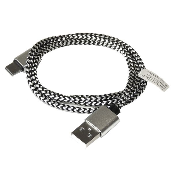 USB-A an USB-C Lade- u. Daten-Kabel Stoffummantelt 100cm