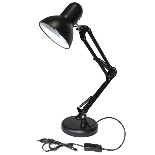 Büroschreibtischlampe Metall schwarz, E27-Fassung