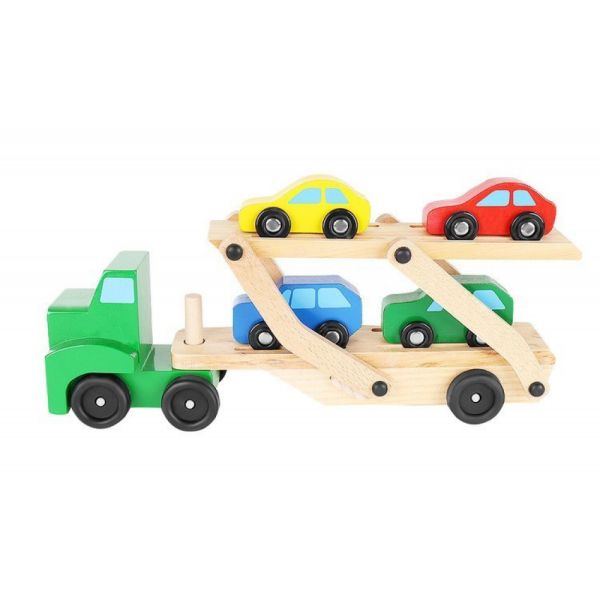 Holzspielzeug, LKW aus Holz mit 4 Autos
