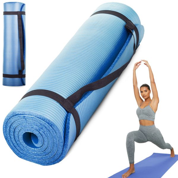 Aerobic- Yoga- und Fitnessmatte 180cm x 60cm, blau