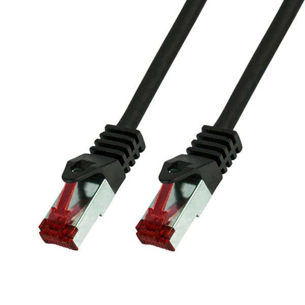 Patchkabel Cat.6 LAN Kabel S/FTP PIMF doppelt geschirmt, schwarz 0,25m