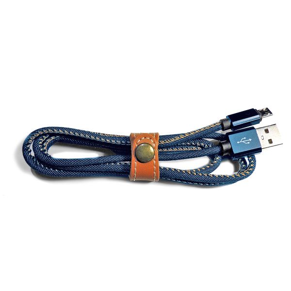 Premium Ladekabel mit Micro-USB Stecker, Textil blau