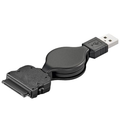 USB Datenkabel (ausziehbar) für iPod/iPhone/iPad in schwarz