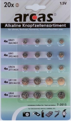 20 Knopfzellen-Set, Alkaline