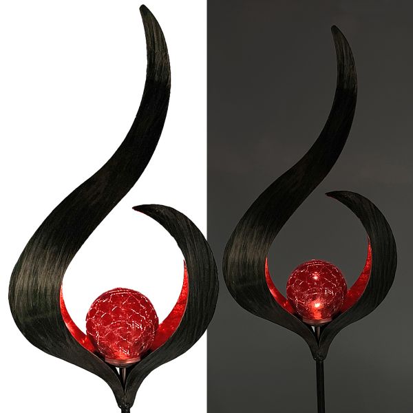 Laterne Metall 'Red Flame" Solar LED, 90cm