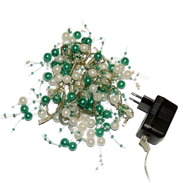 Lichterkette 24 LED Perlen 2m weiß-türkis